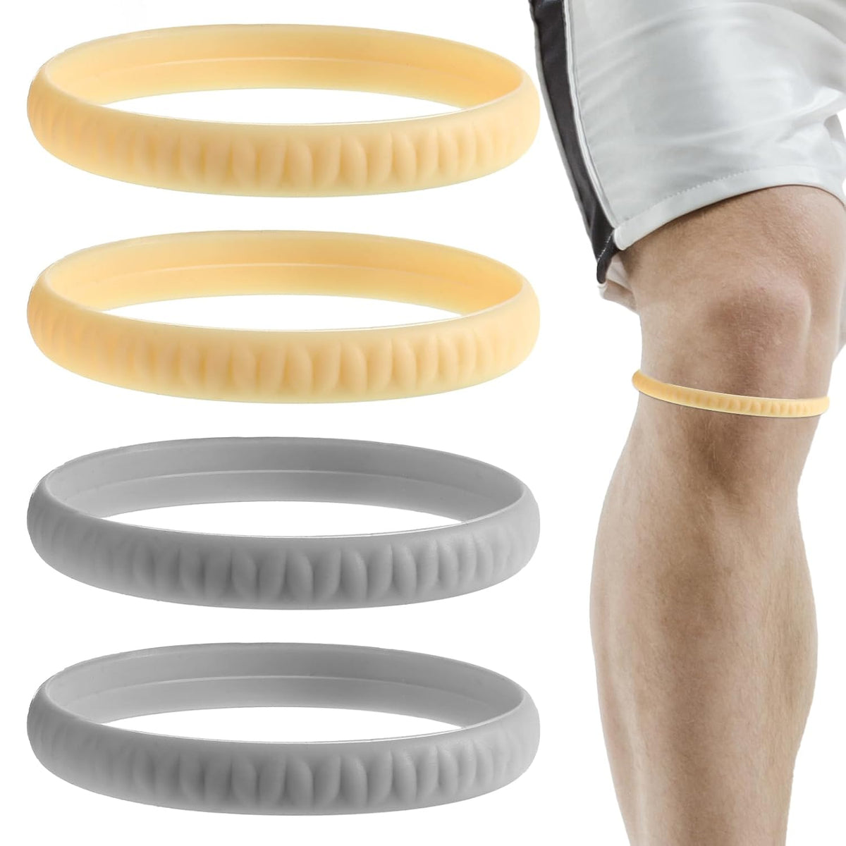 Patellar Tendon Support Strap 4Pcs Silicone Patella Knee Strap | Knee Pain Relief, Patella Band, for Basketball Running, Tendon Brace Support Straps, Hiking Soccer Jumpers