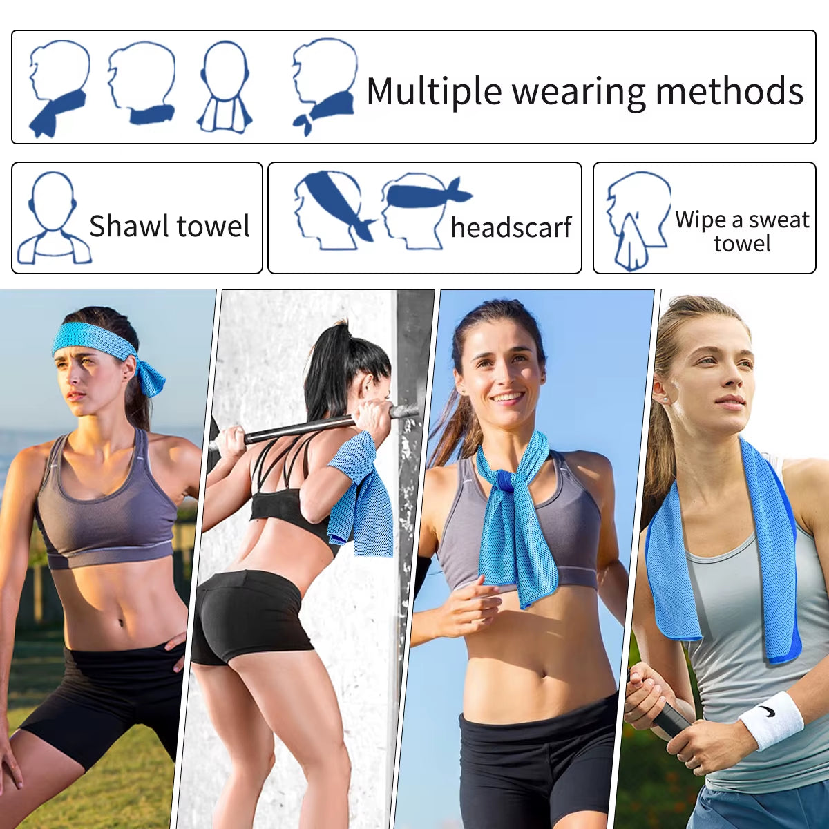 Portable Circular Silicone Wrapped Cold Towel Cooling Towel Quick Drying Polyester Fiber Towels Beach Accessories Sport Fitness