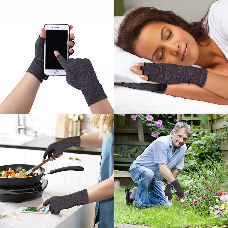 Relieve Hand Discomfort with 1Pair Fingerless Compression Gloves