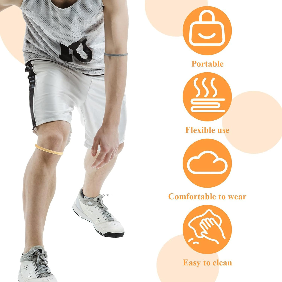 Patellar Tendon Support Strap 4Pcs Silicone Patella Knee Strap | Knee Pain Relief, Patella Band, for Basketball Running, Tendon Brace Support Straps, Hiking Soccer Jumpers